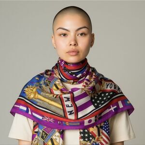 New York International Flags Scarf with Torch and Crest